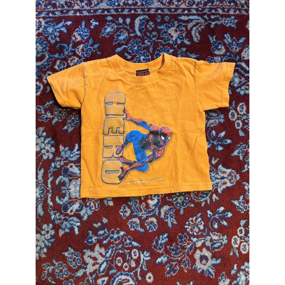 Vintage Spiderman 2002 Hero Tee Shirt Youth 3T Kids Orange